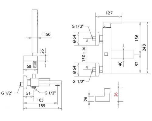Смеситель Migliore Kvant 25391 для ванны и душа, золото