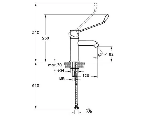 Смеситель Vitra AquaMed медицинского назначения для раковины, хром, A42312WSA