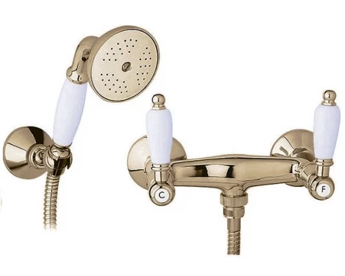 Смеситель Cezares FIRST-D-02-Bi для душа, бронза, ручки белые