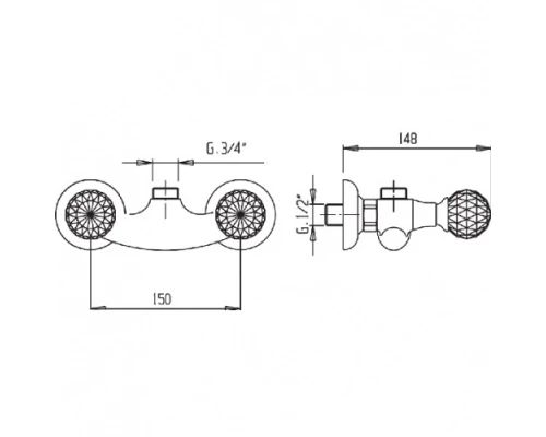 Смеситель Cezares Atlantis ATLANTIS-DS-02 для душа, бронза