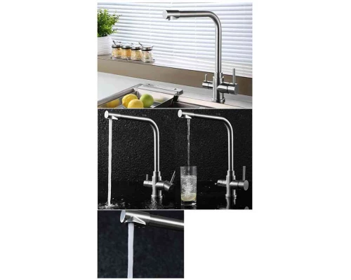 Смеситель для кухонной мойки BelBagno, с подключением фильтра питьевой воды, сатин, BB-LAM15-IN