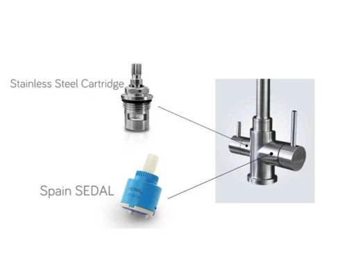 Смеситель для кухонной мойки BelBagno, с подключением фильтра питьевой воды, сатин, BB-LAM15-IN