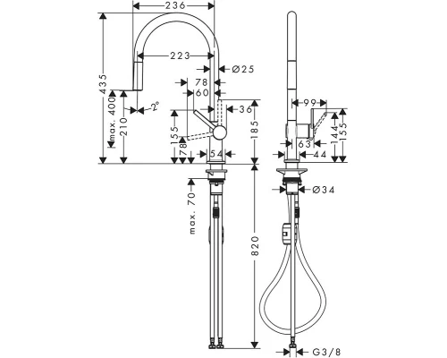 Кухонный смеситель Hansgrohe Talis M54, с вытяжным изливом, хром, 72802000