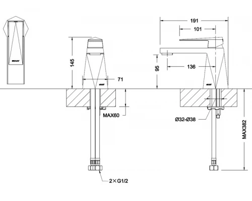 Смеситель Bravat Iceberg F176110C для раковины, цвет хром