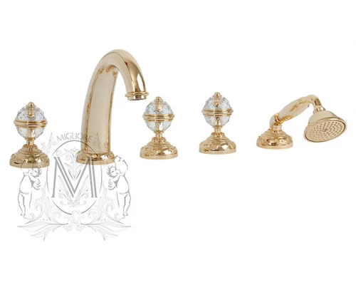 Смеситель Migliore.CRistalia ML.CRS-3780.DO для ванны/душа на 5 отверстий, золото