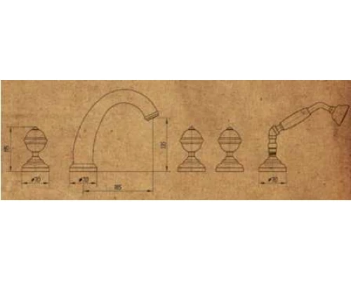 Смеситель Migliore.CRistalia ML.CRS-3780.DO для ванны/душа на 5 отверстий, золото