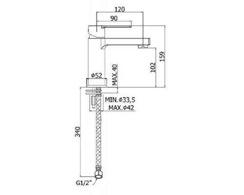 Смеситель Paffoni Ringo RIN071NO для раковины без донного клапана, цвет черный матовый
