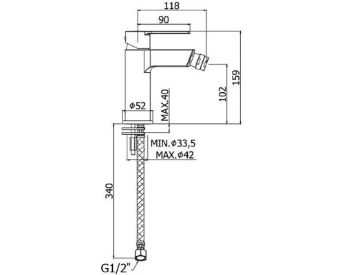 Смеситель Paffoni Ringo RIN131NO для биде, без донного клапана, цвет черный матовый