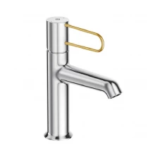 Смеситель для раковины Jacob Delafon Odeon Rive Gauche E21028-GLD-CP с донным клапаном, хром, ручка золотая