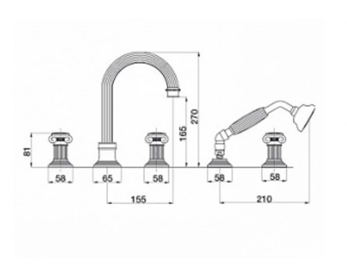 Смеситель Cezares Olimp BVD-02-O цвет бронза, ручки квадратные металл
