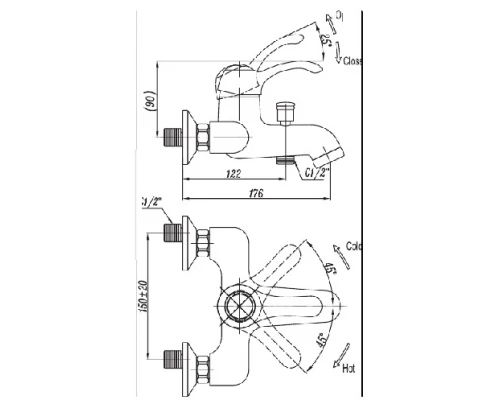 Смеситель Cezares Lira LIRA-C-VDM1-02 для ванны/душа, бронза