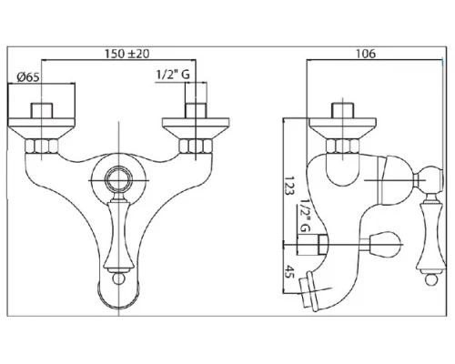 Смеситель Cezares Margot MARGOT-VM-01-M для ванны/душа, хром