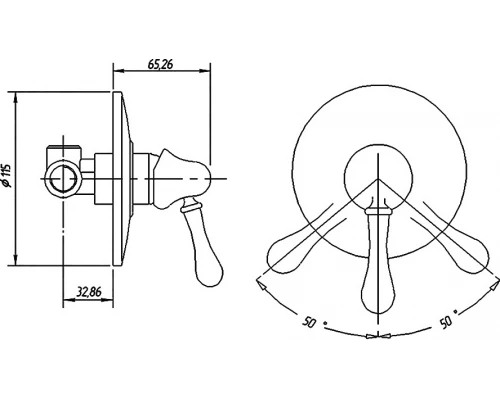 Смеситель для душа Bugnatese Maya 8930BR, Art. 18918 с внутренней частью, бронза