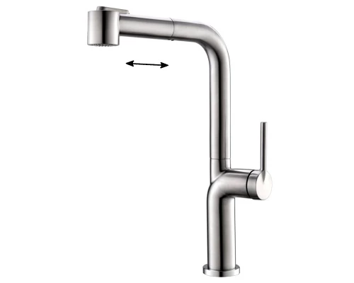 Смеситель для кухонной мойки BelBagno, с выдвижным изливом, сатин, BB-LAM60-IN