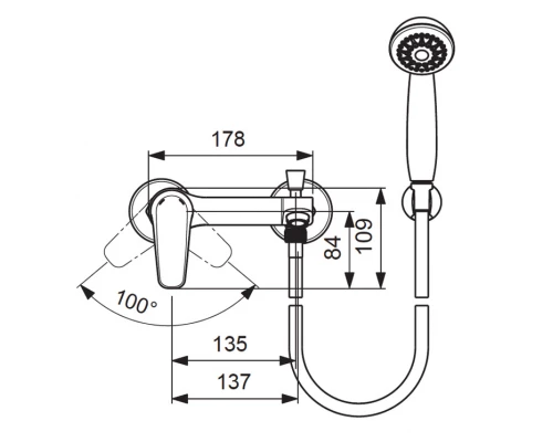 Смеситель Vidima БАЛАНС (Balance) BA267AA для ванны и душа, хром