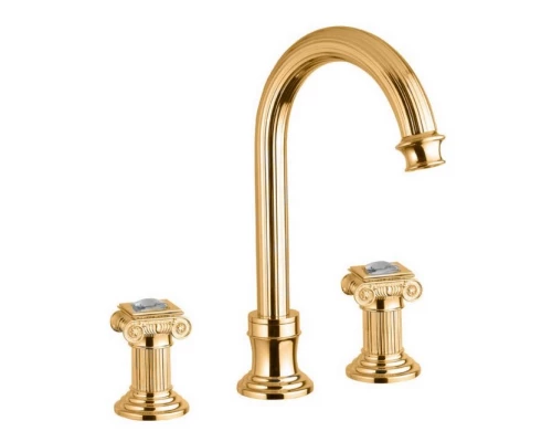 Смеситель Cezares Olimp BLS2-A-03/24-Sw цвет золото, ручки квадратные Swarovski