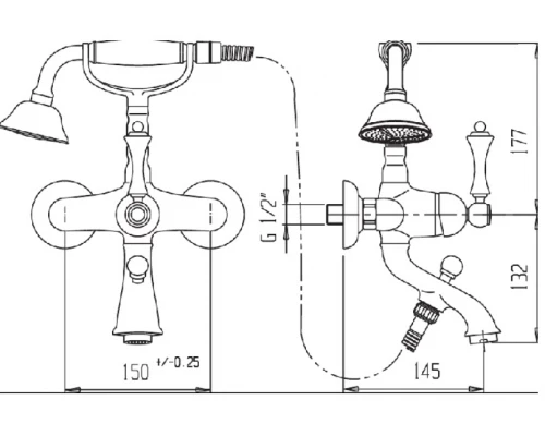 Смеситель Cezares Margot MARGOT-PBV-03/24-M для ваны/душа, золото