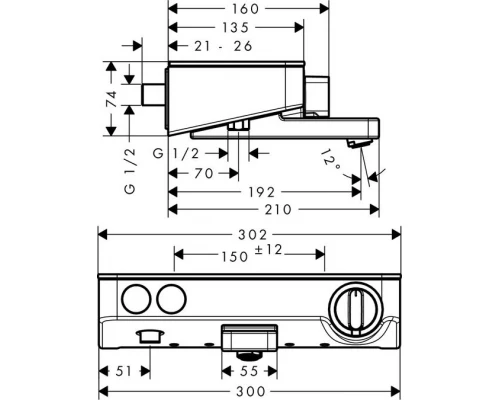 Смеситель Hansgrohe Ecostat Select 13151400 для ванны с кнопками управления, термостатический, белый/хром, 30 см