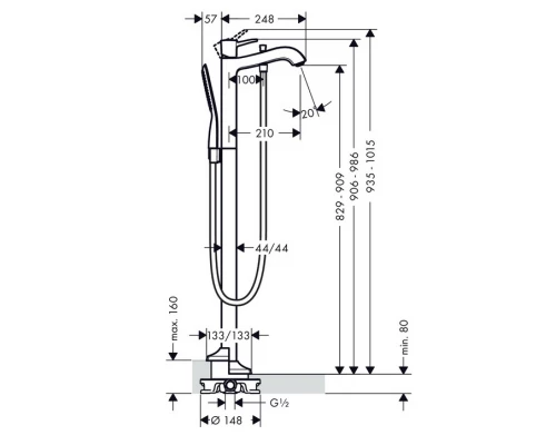 Смеситель Hansgrohe Metropol Classic 31445090 для ванны, хром/золото