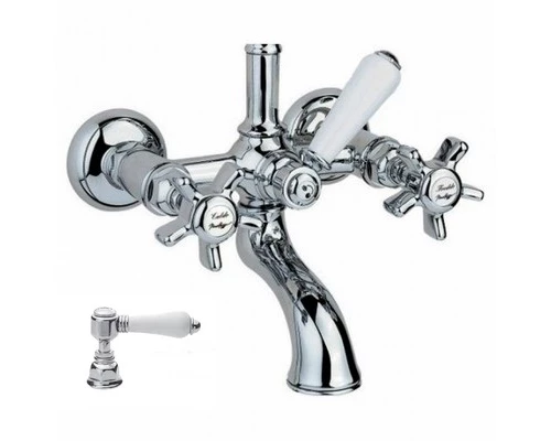 Смеситель Nicolazzi P.M.Blanc 1400CR78 для ванны и душа, под душевую стойку, ручка белая керамика, хром