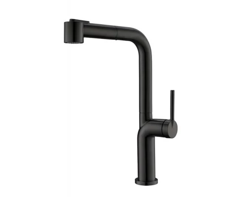 Смеситель для кухонной мойки BelBagno, с выдвижным изливом, черный матовый, BB-LAM60-NERO