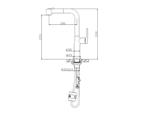 Смеситель для кухонной мойки BelBagno, с выдвижным изливом, черный матовый, BB-LAM60-NERO