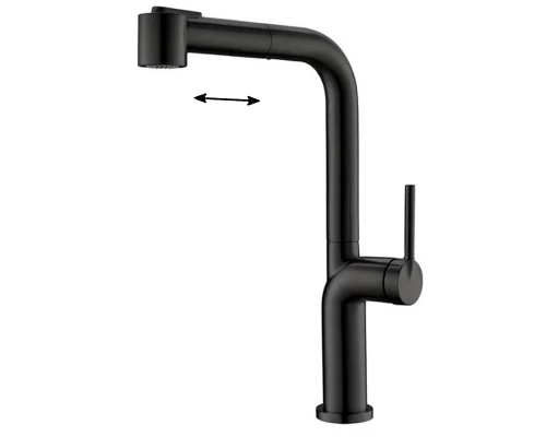 Смеситель для кухонной мойки BelBagno, с выдвижным изливом, черный матовый, BB-LAM60-NERO