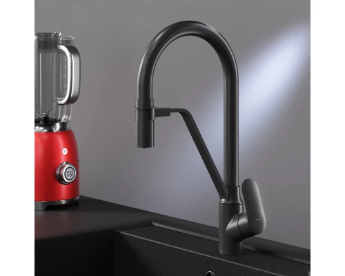 Смеситель для кухни Am.Pm Like с каналом для питьевой воды, гибкий излив, черный, F8007822