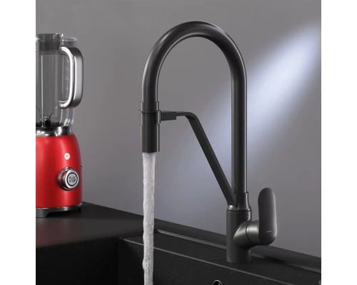 Смеситель для кухни Am.Pm Like с каналом для питьевой воды, гибкий излив, черный, F8007822