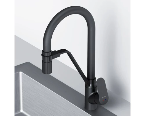 Смеситель для кухни Am.Pm Like с каналом для питьевой воды, гибкий излив, черный, F8007822