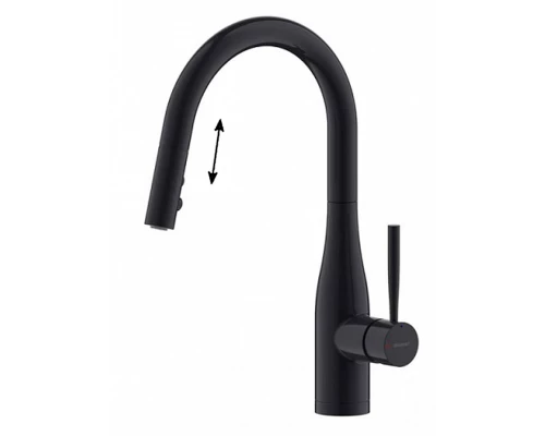 Смеситель Bravat Miranda для кухни, с вытяжным изливом, цвет черный матовый, F7164208BW-1B-ENG