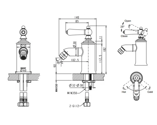 Смеситель Bravat Art F375109C для биде River, цвет хром