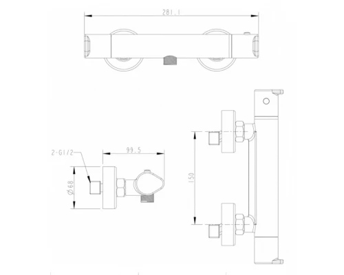 Смеситель Bravat Waterfall F939114C-01A-RUS термостатический для душа, хром