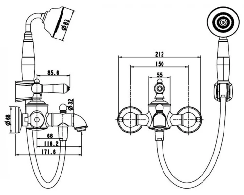 Смеситель Bravat Art River F675109C-B для ванны, цвет хром