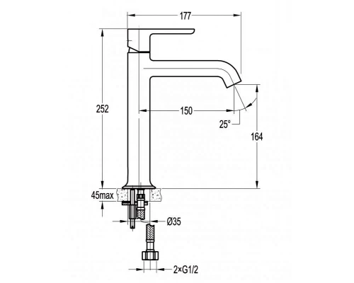 Смеситель для раковины Cezares Eco, черный матовый, ECO-LC-NOP-W0