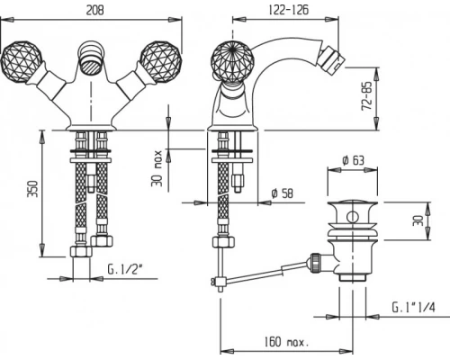 Смеситель Cezares LORD-BS1-02 для биде, бронза