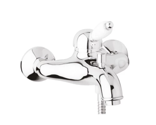 Смеситель Cezares ELITE-VM-01-Bi для ванны и душа, хром, ручка белая