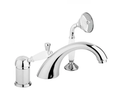 Смеситель Cezares ELITE-BVDM-01-Bi для ванны, хром, ручка белая