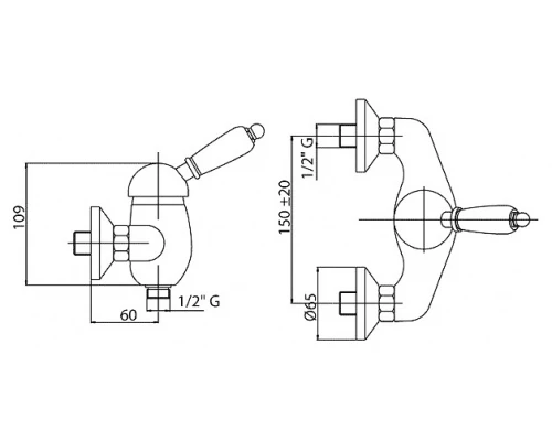 Смеситель Cezares VINTAGE-DM-02-Sw для душа, бронза, ручка Swarovski