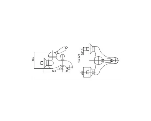 Смеситель Cezares Vintage PBVM-01-Sw цвет хром, ручки Swarovski