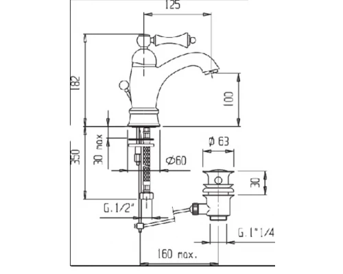 Смеситель Cezares Margot MARGOT-LSM1-A-02-M для раковины, бронза