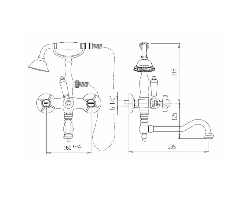 Смеситель Cezares Diamond VDF-03/24-Sw цвет золото, ручки Swarovski