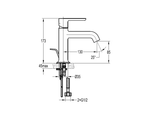 Смеситель для раковины Cezares Eco, брашированное золото, ECO-LS-BORO-W0
