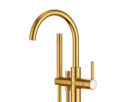 Смеситель для ванны и душа Cezares Eco, напольный, с душевым гарнитуром, брашированное золото, ECO-VDP-BORO