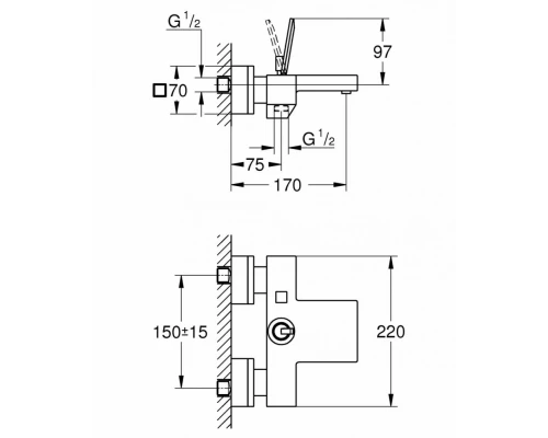 Смеситель Grohe Eurocube Joy 23666000 для ванны