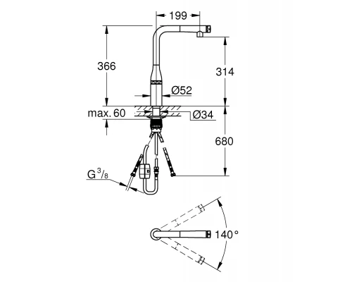 Смеситель Grohe Essence SmartControl 31615000 для кухонной мойки, хром