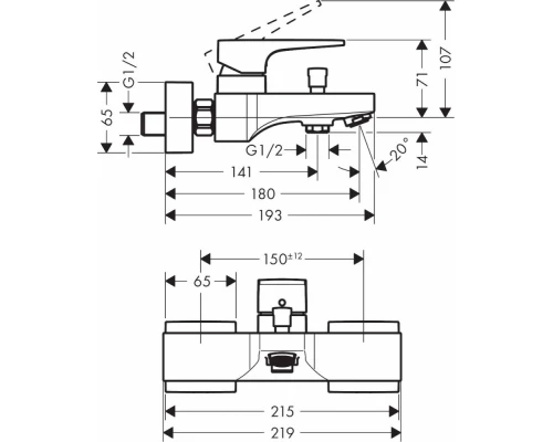 Смеситель Hansgrohe Metropol 32540140 для ванны, шлифованная бронза