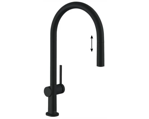 Кухонный смеситель Hansgrohe Talis M54, 72802670, с вытяжным изливом, черный матовый