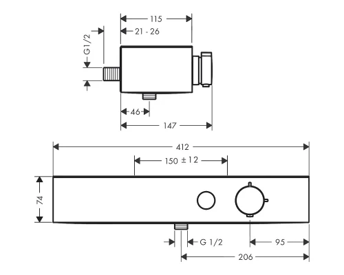 Смеситель Hansgrohe ShowerTablet Select 400 для душа, термостатический, белый матовый, 24360700