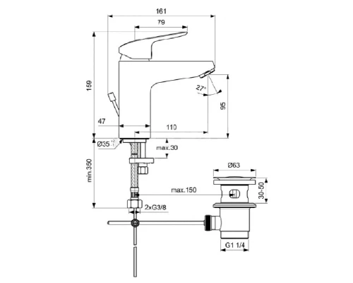 Набор смесителей для ванной Ideal Standard «Ceraplan III 3 в 1» BD005AA, хром